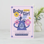 Invitation moderne bébé fille douche (Debout devant)