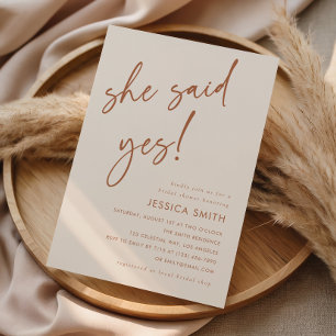 Invitation Moderne Beige Elle a Dit Oui Enterrement de Vie de