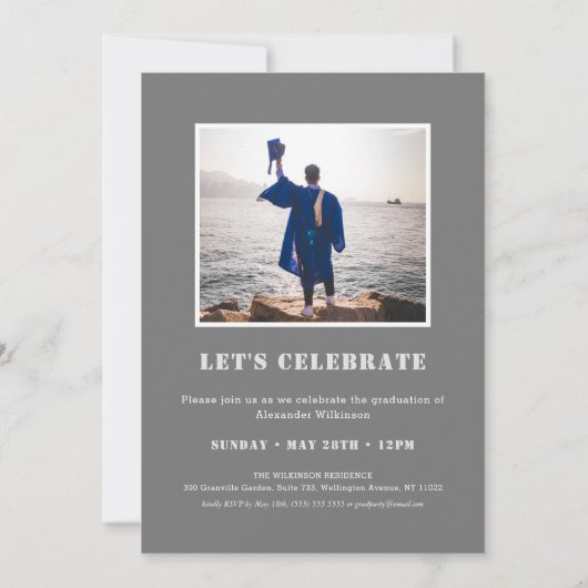 Invitation Moderne Big Bold Script tendance 5 Photo Graduatio (Dos)