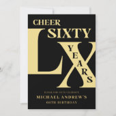 Invitation moderne Black and Gold 60th Birthday (Devant)