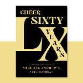 Invitation moderne Black and Gold 60th Birthday