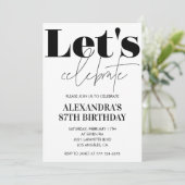 Invitation moderne Black and White 87e anniversair (Debout devant)
