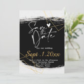 Invitation Moderne Black & Gold Watercolor Geo enregistrer la (Debout devant)
