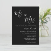 Invitation Moderne Black Ms à Mme Avec Fête des mariées photo (Debout devant)