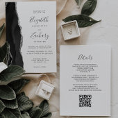 Invitation Moderne Black Silver Agate QR Code Mariage