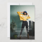 Invitation Moderne Black & White 3 Photo Graduation Invitatio (Dos)