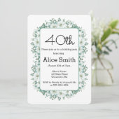 Invitation Moderne Blanc Magnolia Verdure 40e anniversaire (Debout devant)