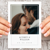 Invitation Moderne blanc minimaliste Élégant Mariage photo ch