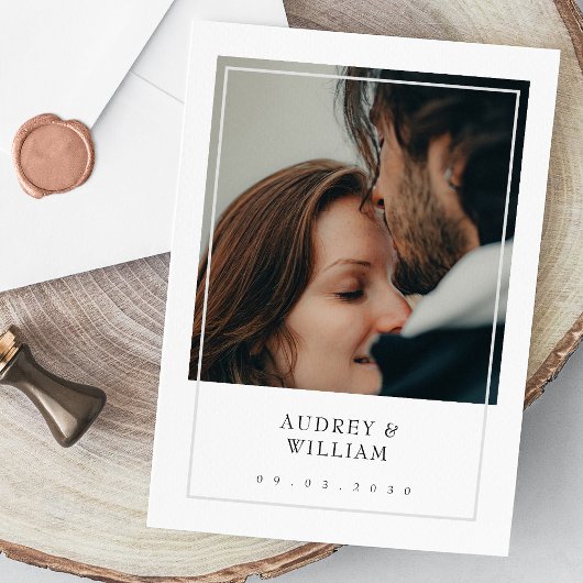 Invitation Moderne blanc minimaliste Élégant Mariage photo ch