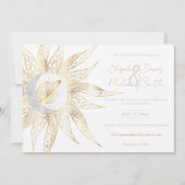 Invitation Moderne Blanc Or Soleil Lune Planète Universe Mand (Devant)