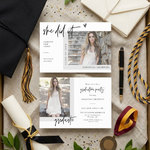 Invitation Moderne Blanche pour la remise des dipl