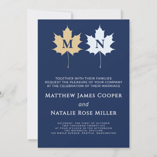 Invitation Moderne Blason Or Bleu Cobalt Parfait (Devant)