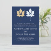 Invitation Moderne Blason Or Bleu Cobalt Parfait (Debout devant)