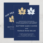 Invitation Moderne Blason Or Bleu Cobalt Parfait (Devant / Derrière)