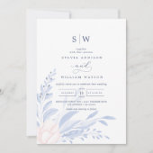 Invitation Moderne Bleu Eucalyptus Vert Mariage Succulent (Devant)