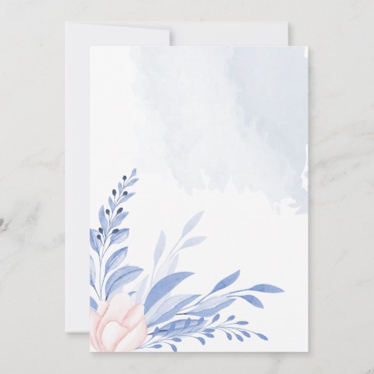 Invitation Moderne Bleu Eucalyptus Vert Mariage Succulent (Dos)