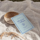 Invitation Moderne Bleu Méditerranéen Coquille Sauver La Date
