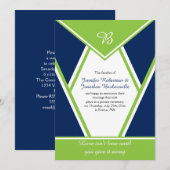 Invitation Moderne Bleu Nuit Citron Vert Mariage Après-Mariag (Devant / Derrière)