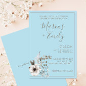 Invitation Moderne bleu pâle et Mariage gris Eucalyptus