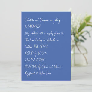 Invitation Moderne Bleu Unique Lettering Couples Douche tenda