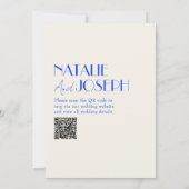 Invitation Moderne Bleu Whimsical Français Rétro QR Code Mari (Dos)