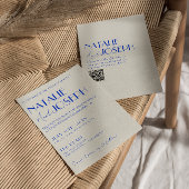 Invitation Moderne Bleu Whimsical Français Rétro QR Code Mari