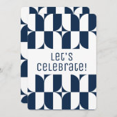 Invitation moderne bleue et blanche du milieu du s (Devant / Derrière)