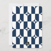 Invitation moderne bleue et blanche du milieu du s (Dos)