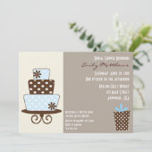 Invitation moderne bleue et Brown (Debout devant)