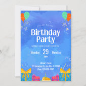 Invitation moderne bleue pour un anniversaire (Devant)