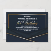 Invitation Moderne Blue 100e fête d'anniversaire (Devant)