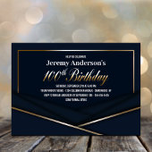 Invitation Moderne Blue 100e fête d'anniversaire