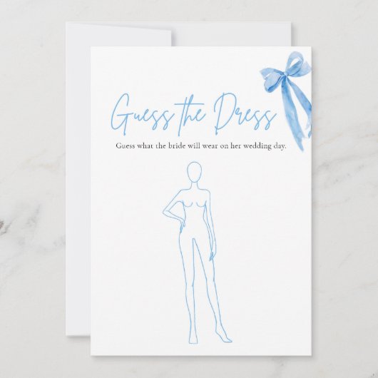 Invitation Moderne Blue Bow Devinez La Fête des mariées Robe  (Devant)