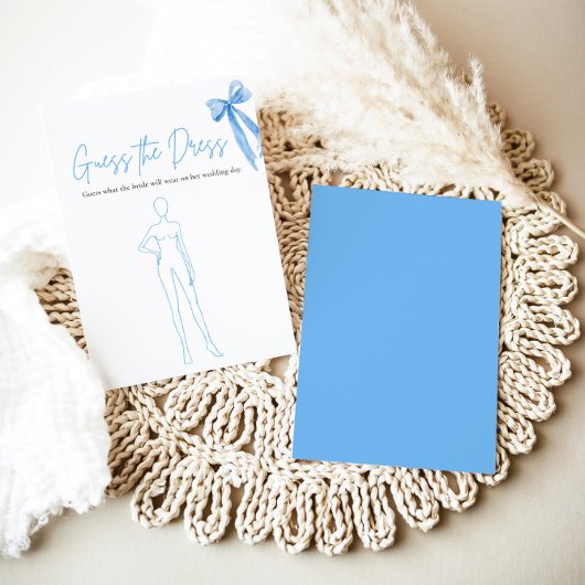 Invitation Moderne Blue Bow Devinez La Fête des mariées Robe 
