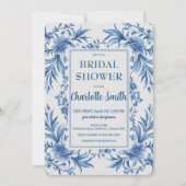 Invitation Moderne Blue Chinoiserie Floral nuptiale (Devant)