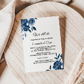 Invitation Moderne Blue Floral Vow Renouvellement
