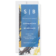 Invitation moderne Blue/Gold/Black Hydro-Dip