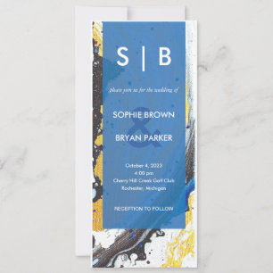 Invitation moderne Blue/Gold/Black Hydro-Dip