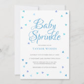 Invitation Moderne Blue Love Hearts Baby Boy Sprinkle Douche (Devant)