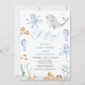 Invitation Moderne Blue Oh Boy Under Sea Baby shower (Devant)