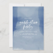 Invitation Moderne Blue Watercolor Laver Photo Graduation Par (Dos)