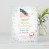 Invitation Moderne Blue Winter Onederland Anniversaire Invita (Debout devant)