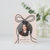 Invitation moderne Blush Bow One Photo Graduation (Debout devant)