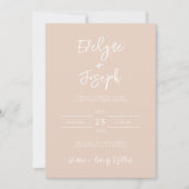 Invitation Moderne Blush Elegant Boho QR Code Mariage (Devant)