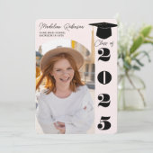 Invitation Moderne Blush et Black 4 photos Graduation (Debout devant)