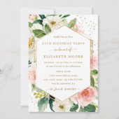 Invitation Moderne Blush Gold Floral 15e anniversaire Invitat (Devant)