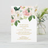 Invitation Moderne Blush Gold Virtual Bride ou Baby shower (Debout devant)