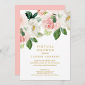 Invitation Moderne Blush Gold Virtual Bride ou Baby shower (Devant / Derrière)