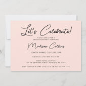 Invitation Moderne Blush Pink 3 Photo Graduation Party (Dos)