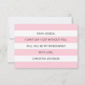 Invitation Moderne Blush PINK Coeur Serez-vous ma servante d' (Dos)